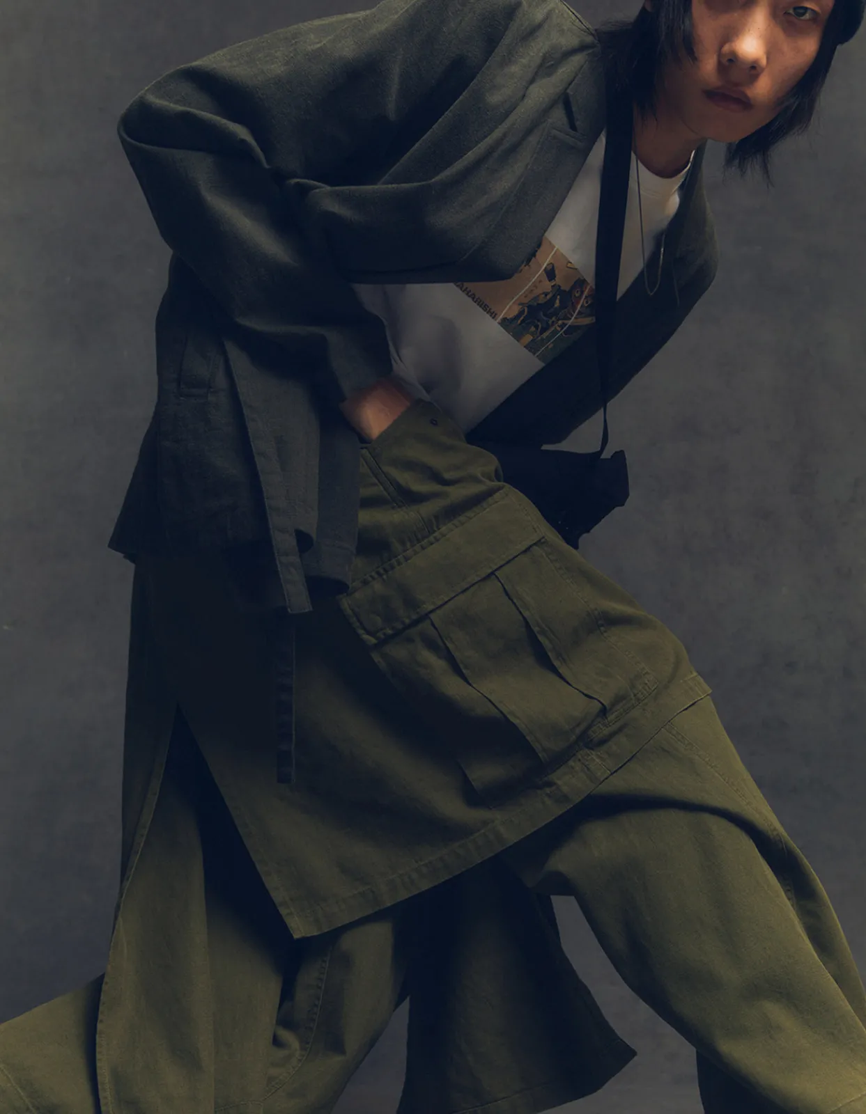 Cargo Pants*Maharishi 4588 Asym Cargo Hakama Pants Olive Og-107F
