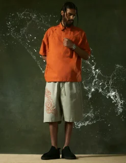 Shirts*Maharishi 4298 Asym Monk Shirt Rust