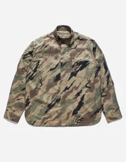 Shirts*Maharishi 4522 Camo Stand Collar Shirt Woodland