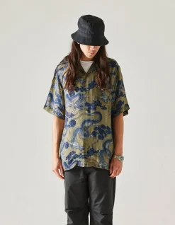Shirts*Maharishi 4234 Cloud Dragon Camp Collar Shirt Olive