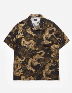 Shirts*Maharishi 4234 Cloud Dragon Camp Collar Shirt Golden Black