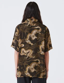 Shirts*Maharishi 4234 Cloud Dragon Camp Collar Shirt Golden Black