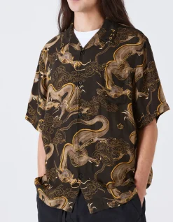 Shirts*Maharishi 4234 Cloud Dragon Camp Collar Shirt Golden Black