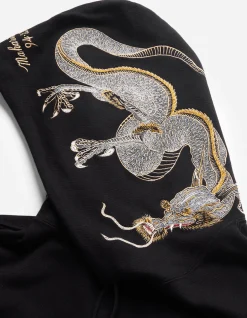 Hooded Sweats*Maharishi 4212 Dragon Embroidered Hooded Sweat Golden Black