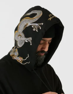 Hooded Sweats*Maharishi 4212 Dragon Embroidered Hooded Sweat Golden Black