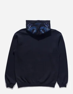 Hooded Sweats*Maharishi 4212 Dragon Embroidered Hooded Sweat Navy Blue
