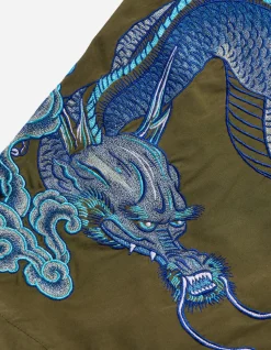 Original Snopants*Maharishi 4215 Dragon Embroidered Straight Snopants® Olive Og-107F