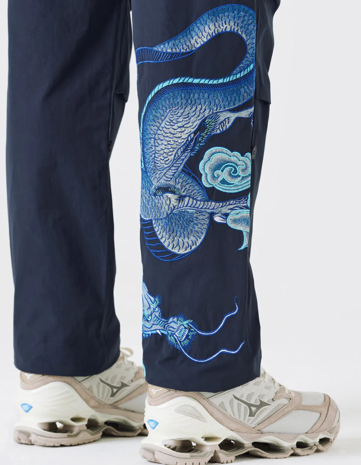 Original Snopants*Maharishi 4215 Dragon Embroidered Straight Snopants® Navy Blue