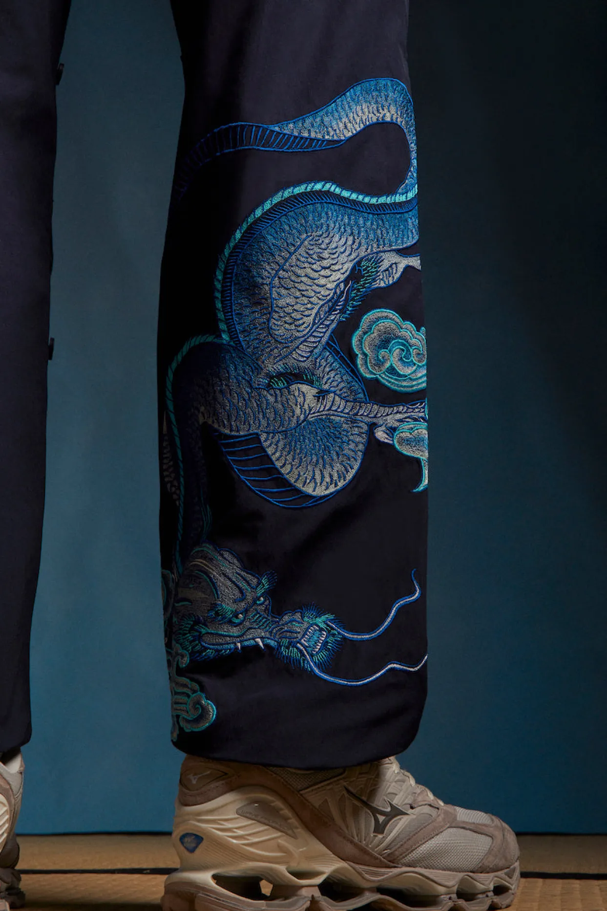 Original Snopants*Maharishi 4215 Dragon Embroidered Straight Snopants® Navy Blue