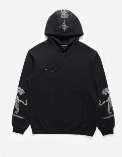 Hooded Sweats*Maharishi 4280 Duelling Tigers Embroidered Hooded Sweat Black