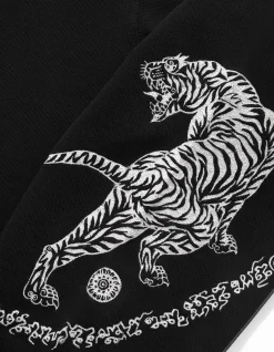 Hooded Sweats*Maharishi 4280 Duelling Tigers Embroidered Hooded Sweat Black