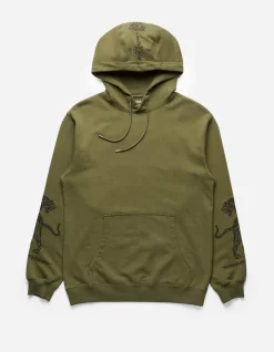 Hooded Sweats*Maharishi 4280 Duelling Tigers Embroidered Hooded Sweat Olive Og-107F
