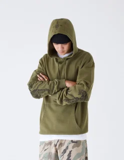 Hooded Sweats*Maharishi 4280 Duelling Tigers Embroidered Hooded Sweat Olive Og-107F