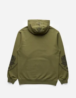 Hooded Sweats*Maharishi 4280 Duelling Tigers Embroidered Hooded Sweat Olive Og-107F