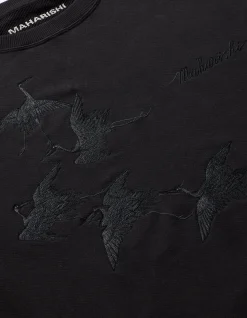 Crew Sweats*Maharishi 4505 Flying Peace Cranes Crew Sweat Black