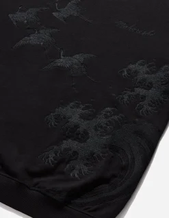 Crew Sweats*Maharishi 4505 Flying Peace Cranes Crew Sweat Black
