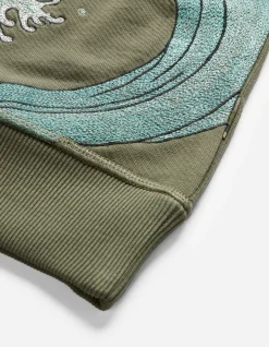 Crew Sweats*Maharishi 4505 Flying Peace Cranes Crew Sweat Olive Og-107F