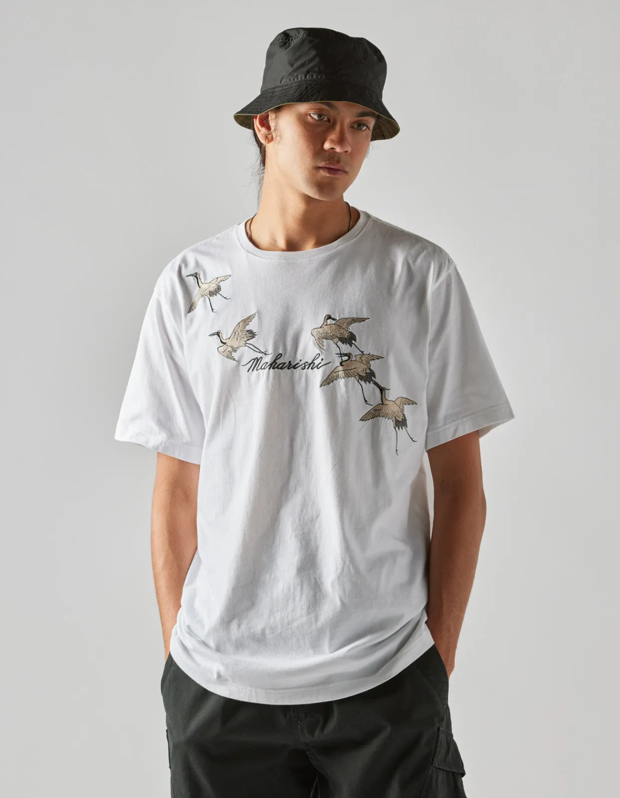 Short Sleeve T-Shirts*Maharishi 4507 Flying Peace Cranes T-Shirt White