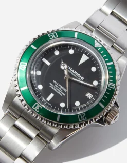 Lifestyle*Maharishi 9500 Green Marine Watch Steel Silver