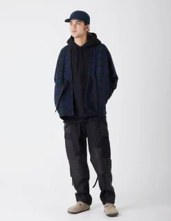 Kimonos*Maharishi 4142 Harris Tweed® Wool Kimono Overshirt Black Watch Check