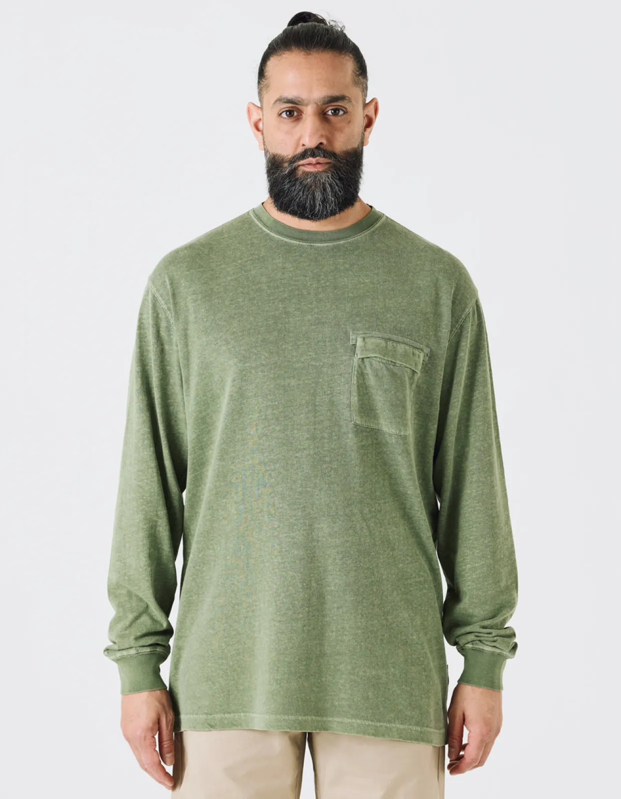 Long Sleeve T-Shirts*Maharishi 8010 Hemp Organic L/S Pocket T-Shirt Olive Og-107F