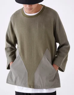 Crew Sweats*Maharishi 4056 Kimono-Cut Hemp Cordura® Crew Sweat Olive Og-107F