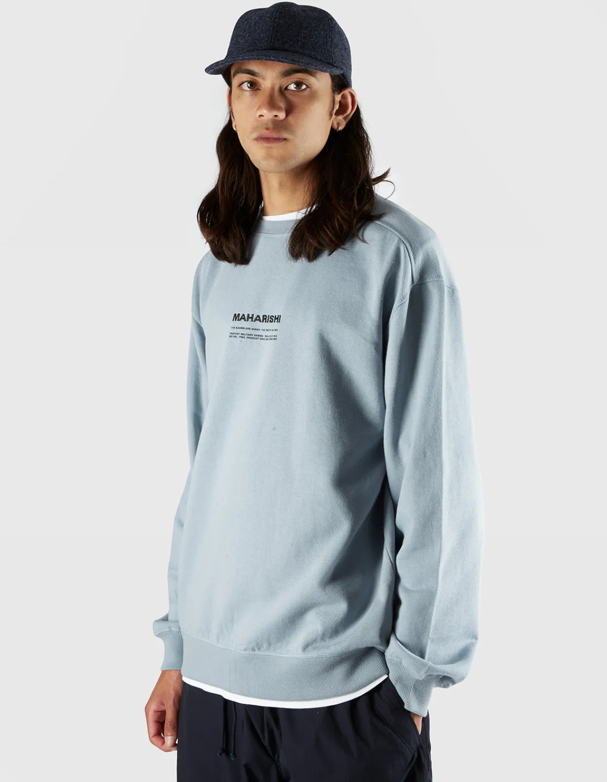 Crew Sweats*Maharishi 7011 Miltype Embroidered Crew Sweat · Organic Sweat 450 Ghost Blue