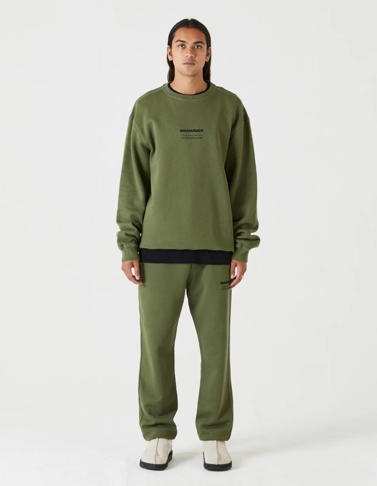 Crew Sweats*Maharishi 7011 Miltype Embroidered Crew Sweat Olive