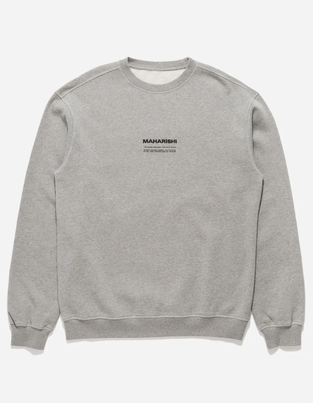 Crew Sweats*Maharishi 7011 Miltype Embroidered Crew Sweat · Organic Cotton Grey Marl