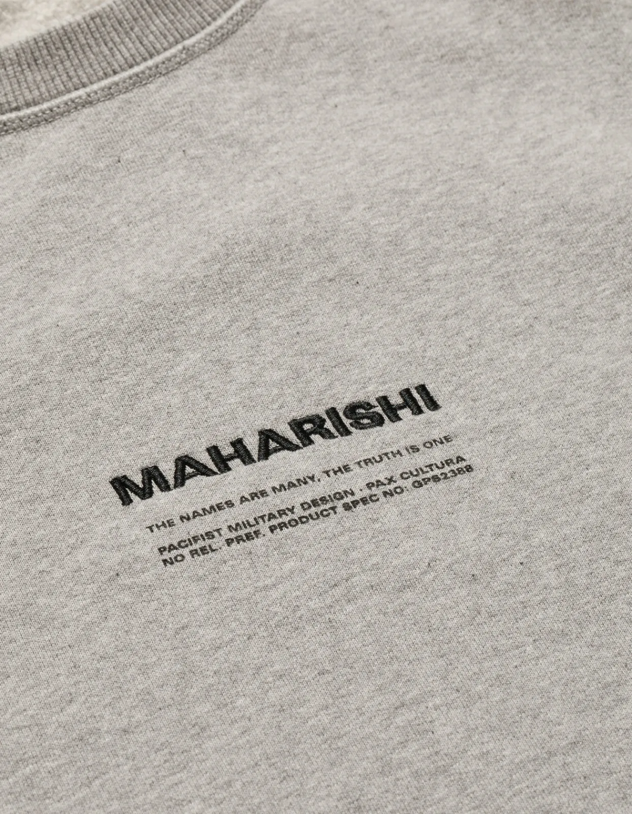 Crew Sweats*Maharishi 7011 Miltype Embroidered Crew Sweat · Organic Cotton Grey Marl