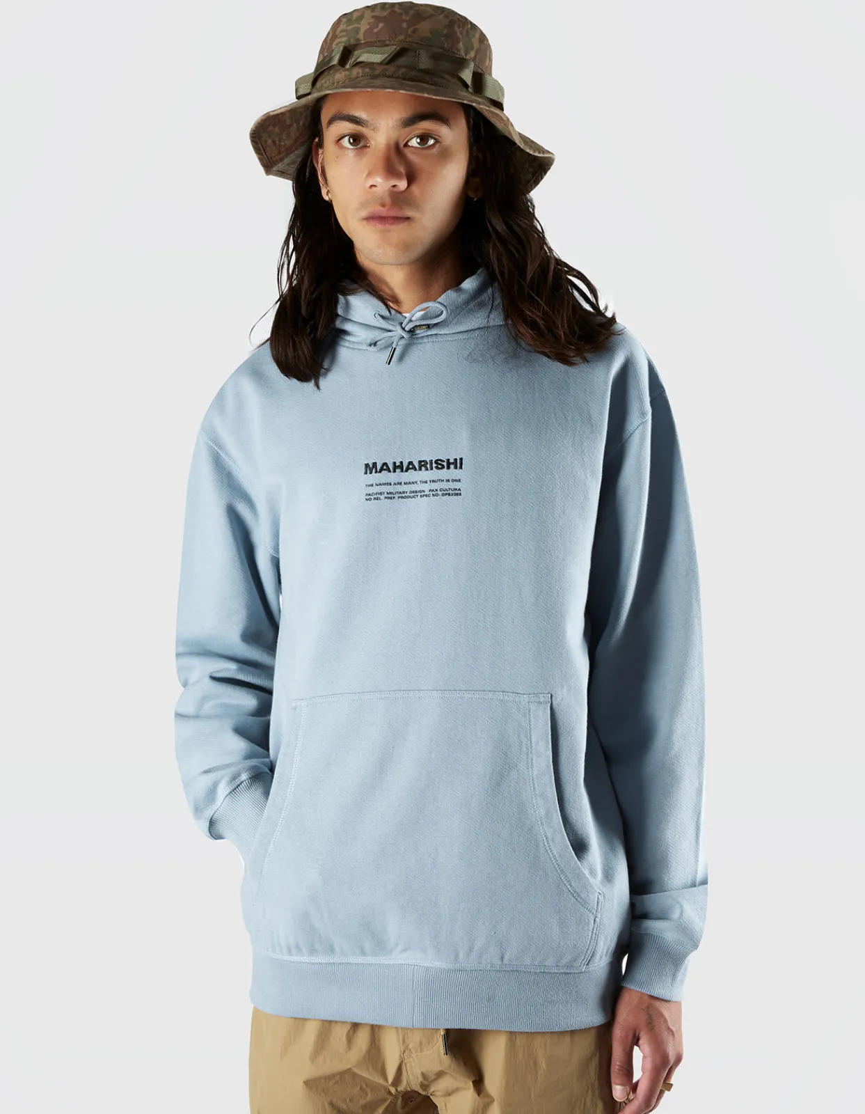 Hooded Sweats*Maharishi 7010 Miltype Embroidered Hooded Sweat · Organic Sweat 450 Ghost Blue