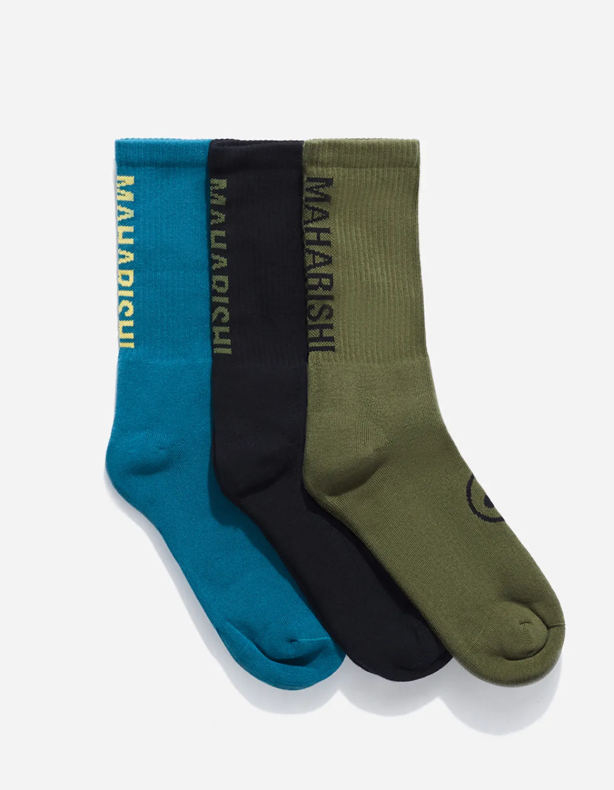 Socks*Maharishi 9890 Miltype Peace Sports Socks Teal/Olive/Black