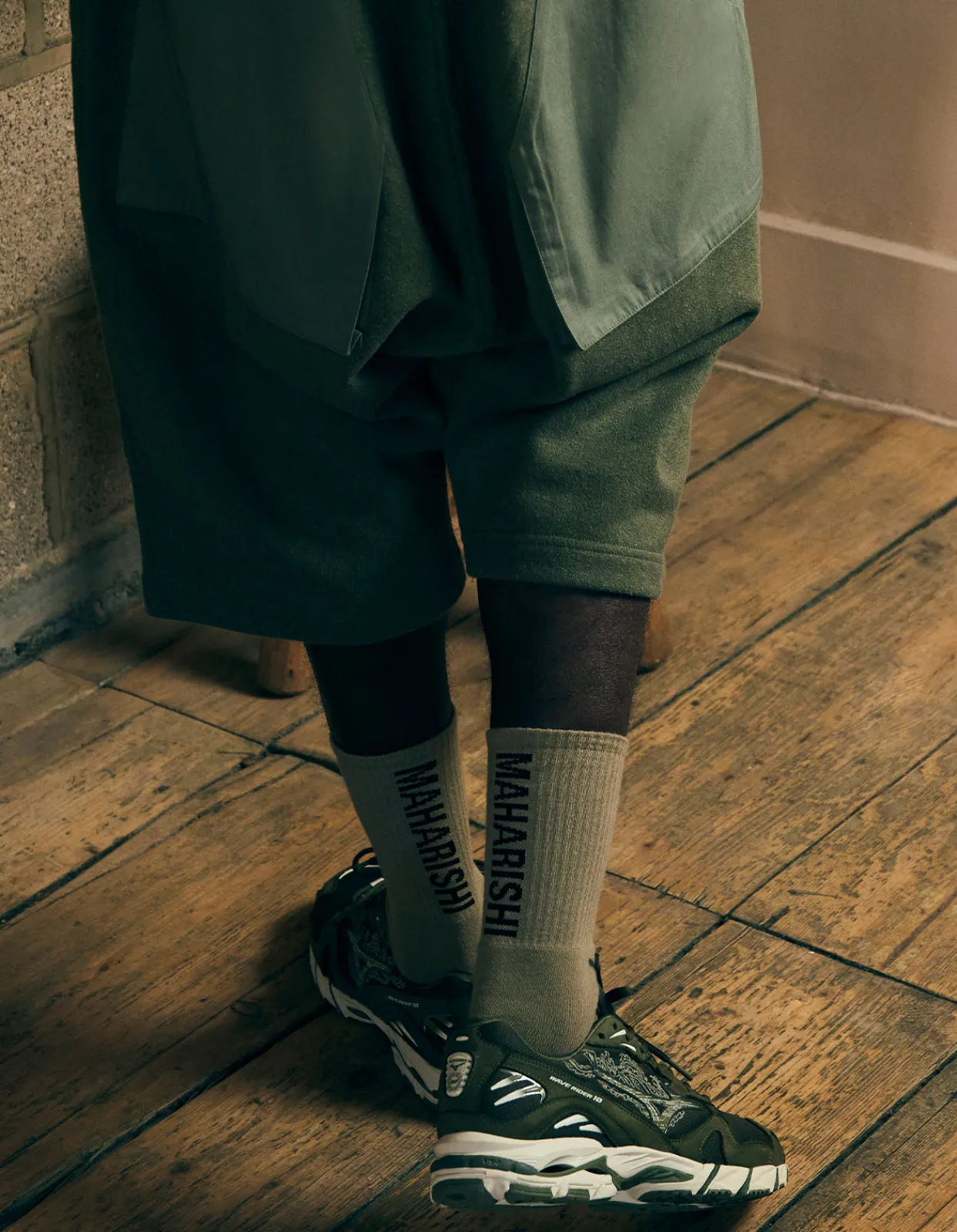 Socks*Maharishi 9890 Miltype Peace Sports Socks Teal/Olive/Black