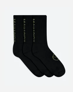 Socks*Maharishi 9890 Miltype Peace Sports Socks · 3 Pack Black/Black/Black