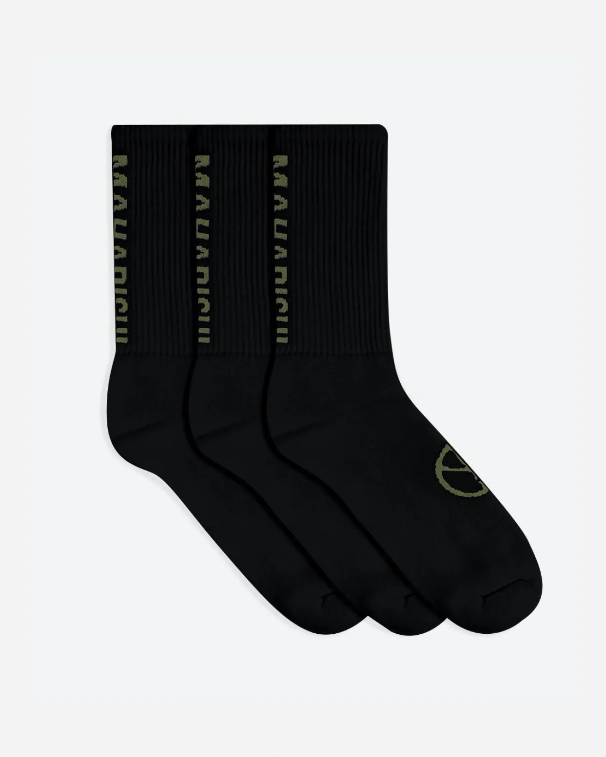 Socks*Maharishi 9890 Miltype Peace Sports Socks · 3 Pack Black/Black/Black