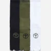 Socks*Maharishi 9891 Miltype Peace Tabi Sports Socks ·3 Pack Black/Olive/White