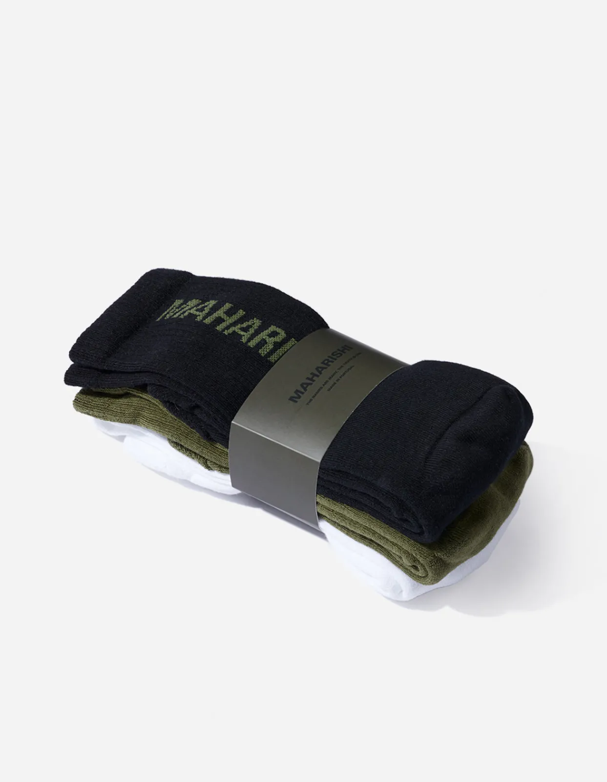 Socks*Maharishi 9891 Miltype Peace Tabi Sports Socks ·3 Pack Black/Olive/White