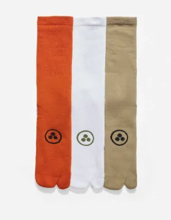 Socks*Maharishi 9891 Miltype Peace Tabi Sports Socks Rust/Sage/White