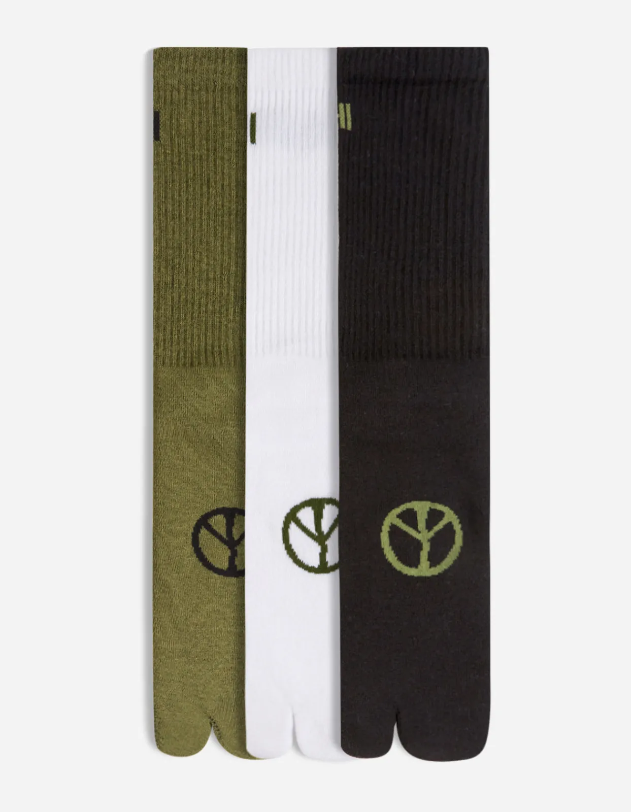 Lifestyle*Maharishi 9348 Miltype Tabi Sock · 3 Pack Black/Olive/White