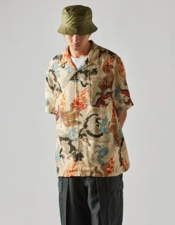 Shirts*Maharishi 4509 Peace Cranes Camp-Collar Shirt Ecru