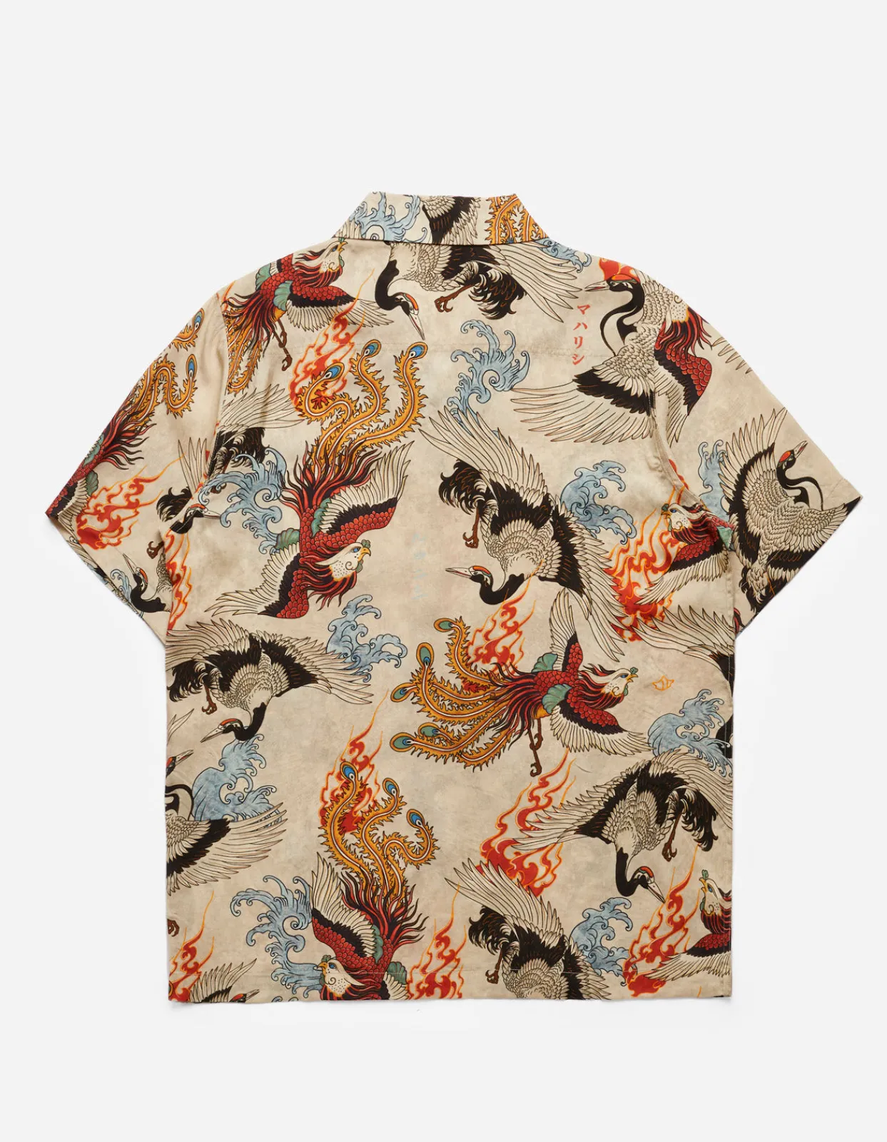 Shirts*Maharishi 4509 Peace Cranes Camp-Collar Shirt Ecru