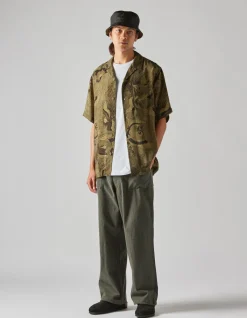 Shirts*Maharishi 4509 Peace Cranes Camp-Collar Shirt Olive Subdued