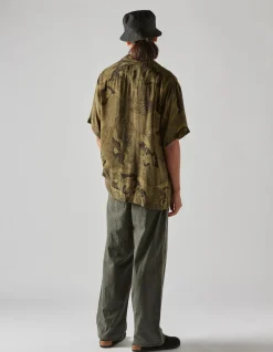 Shirts*Maharishi 4509 Peace Cranes Camp-Collar Shirt Olive Subdued