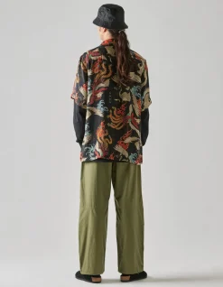 Shirts*Maharishi 4509 Peace Cranes Camp-Collar Shirt Black
