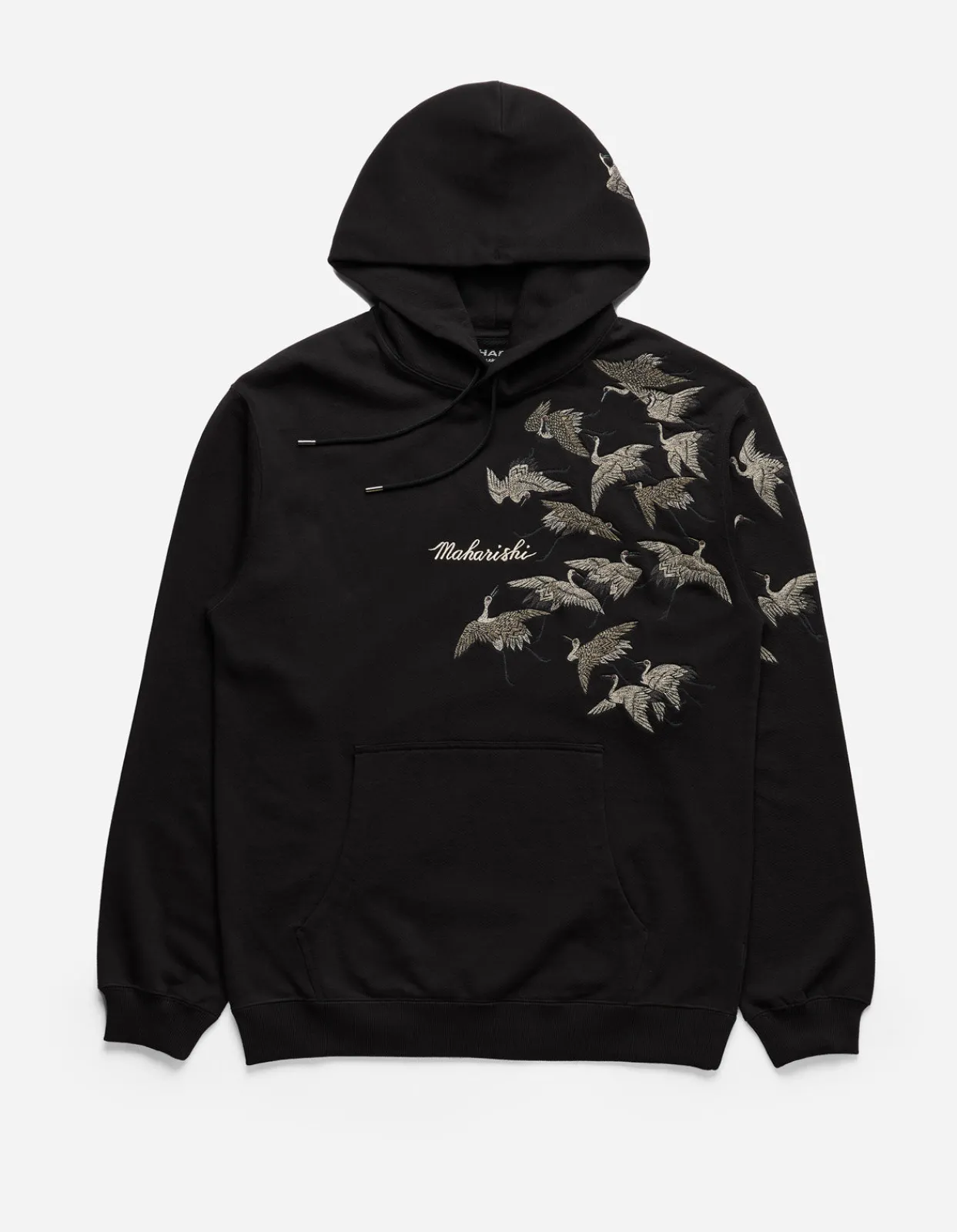 Hooded Sweats*Maharishi 4506 Peace Cranes Hooded Sweat Black