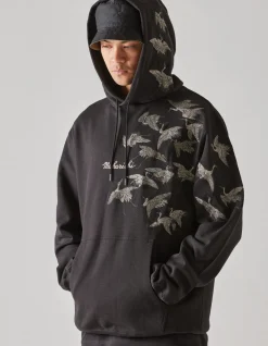 Hooded Sweats*Maharishi 4506 Peace Cranes Hooded Sweat Black