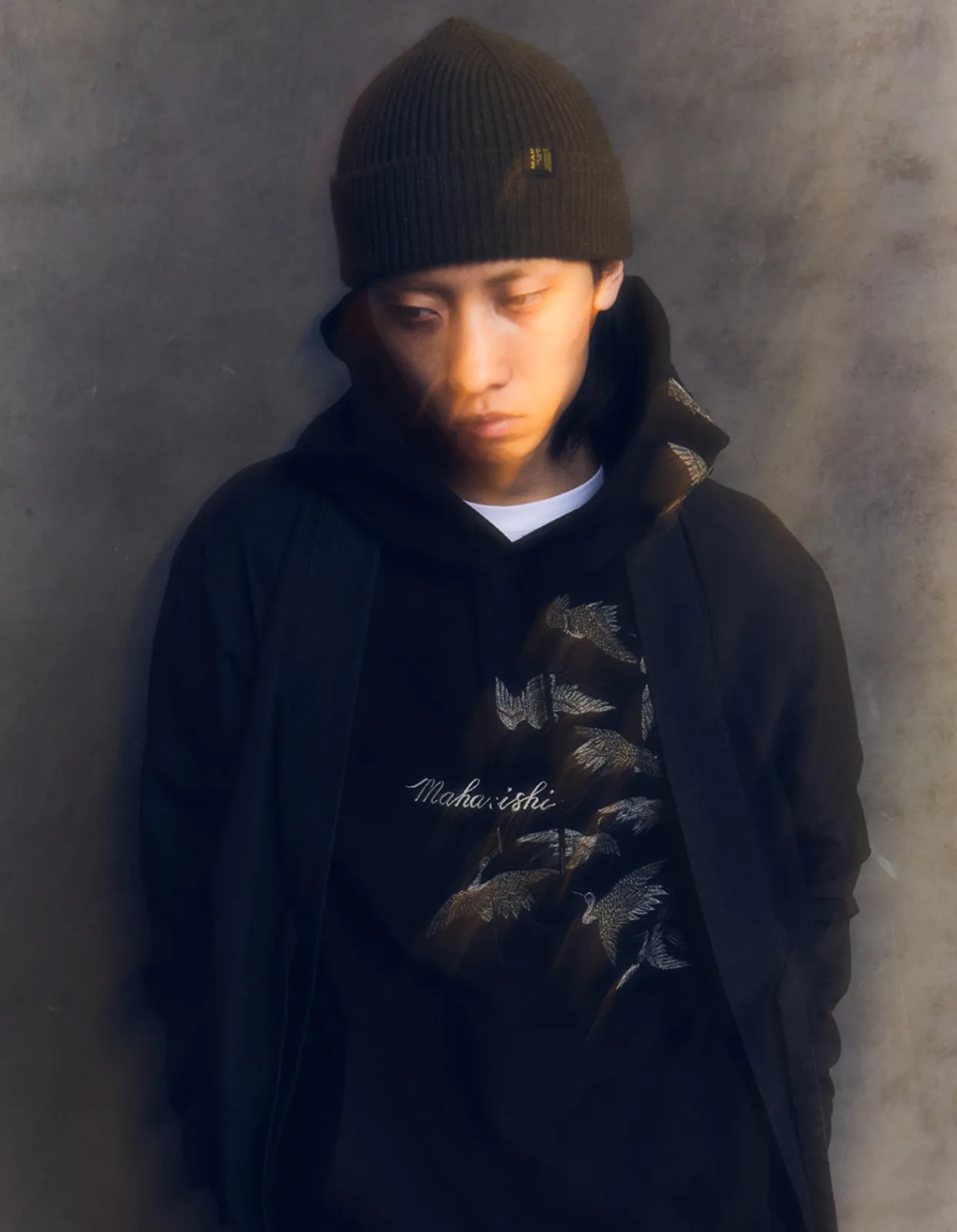 Hooded Sweats*Maharishi 4506 Peace Cranes Hooded Sweat Black