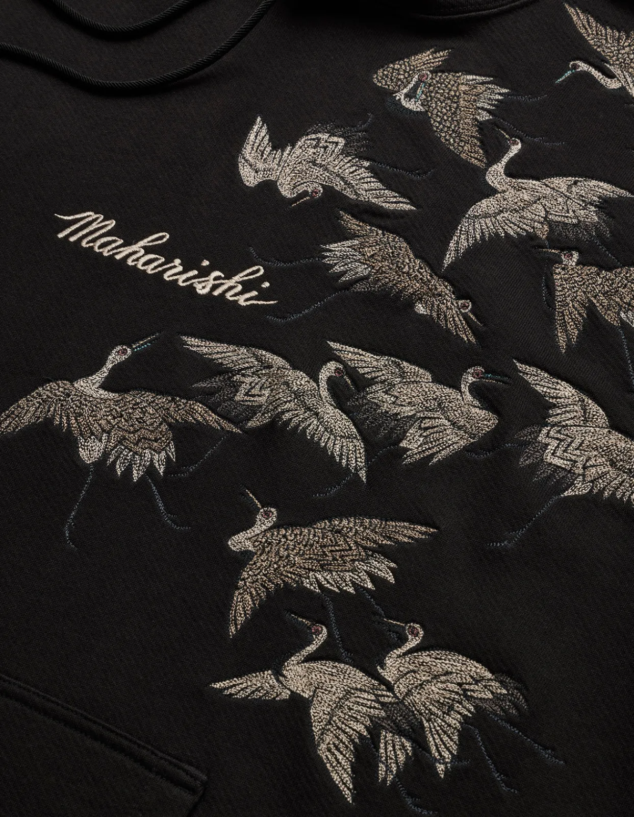 Hooded Sweats*Maharishi 4506 Peace Cranes Hooded Sweat Black