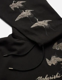 Hooded Sweats*Maharishi 4506 Peace Cranes Hooded Sweat Black