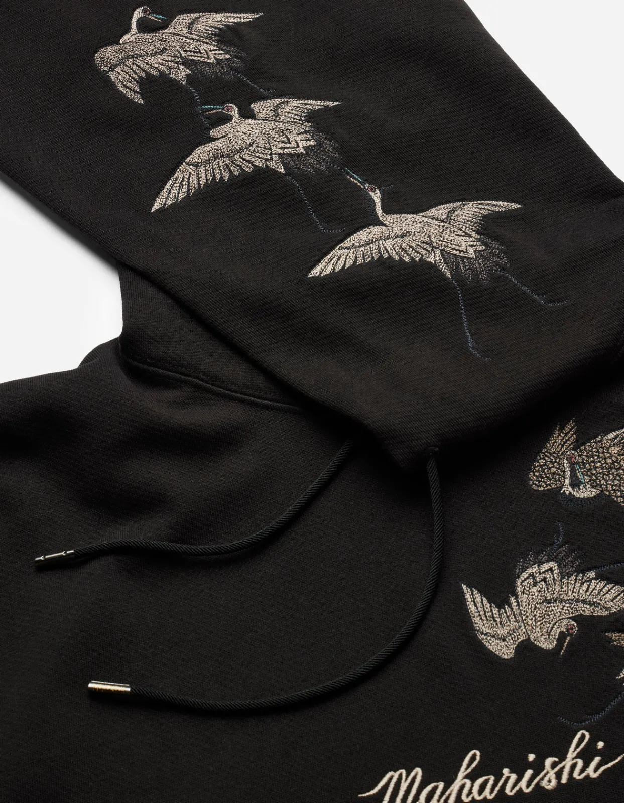 Hooded Sweats*Maharishi 4506 Peace Cranes Hooded Sweat Black
